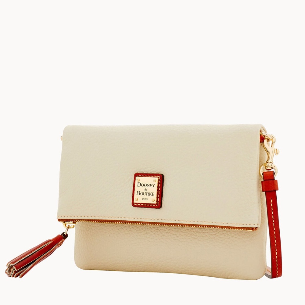 Dooney & Bourke Pebble Grain Foldover Zip Crossbody - Bone - Picture 2 of 5